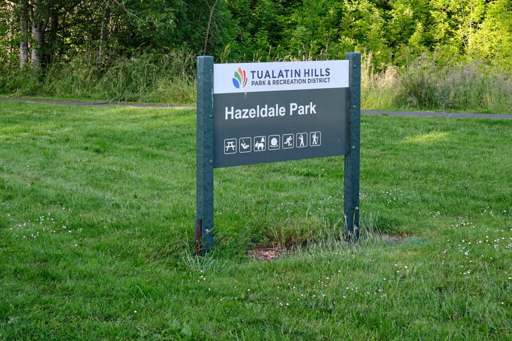 Hazeldale Park Sign