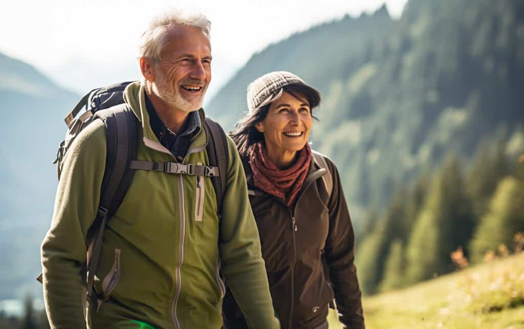 Couple hiking in their free time