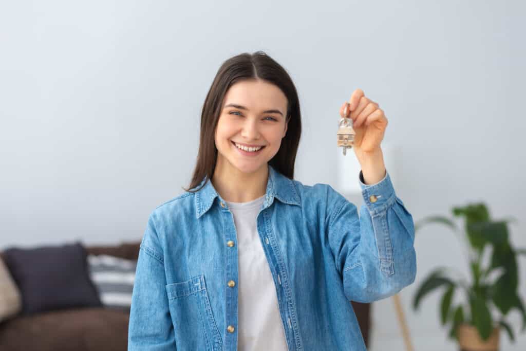 Woman holding keys